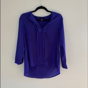 H&M High-Low Button Down Blouse Royal Blue